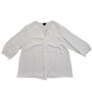 J. JILL Tunic Top Size XL Cream 3/4 Sleeve Wearever Collection Easy Care NWT